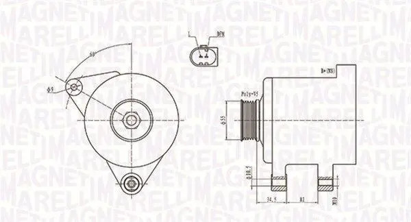 Alternatore con puleggia 063731664010 MAGNETI MARELLI per AUDI VW SKODA