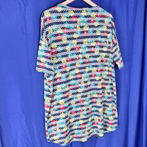 LulaRoe Irma Floral Striped Tunic Womens Sz Small High- Low T-Shirt Colorful Top - Picture 2 of 10