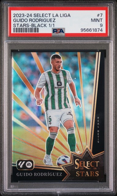 2023-24 Guido Rodriguez Panini Select Stars Black Real Betis Card 1/1 PSA 9