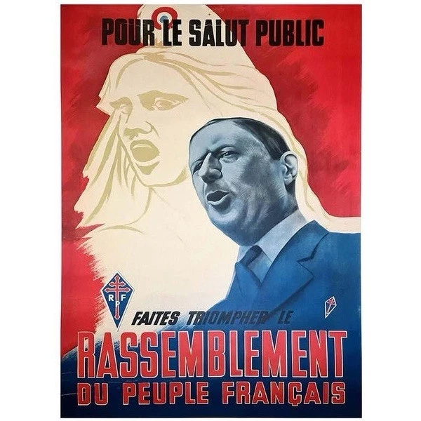 Affiche Vintage Général De Gaulle - La France Libre - Poster Historique 30x40 Cm