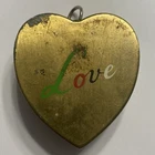 VINTAGE MUSIC BOX NECKLACE PENDANT BRASS LOVE GREEN RED WHITE BLACK WORKING