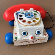 Fisher Price 1961 Vintage #747 Chatter Phone Rotary Telephone Pull Toy