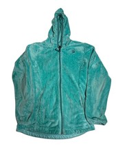 Girls Sz L 14/16 North Face Green Fleece Jacket Full Zip