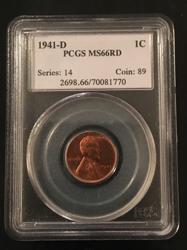 1941 D Lincoln Wheat Penny PCGS MS66 RD