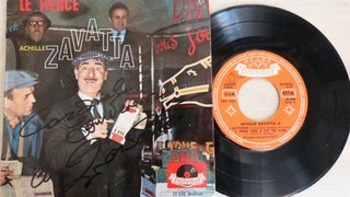 Autographe Dédicace ORIGINAL du Clown ACHILE ZAVATTA sur pochette EP 45T 1962