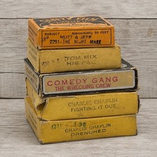 Vintage Little Gem Safety Film 16mm Lot Of 5 Charlie Chaplin Comedy Tom Mix