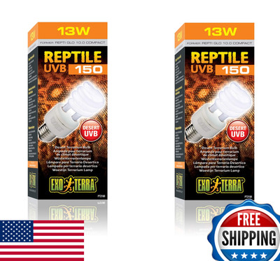 Exo Terra UVB150 Desert Reptile Terrarium Lamp Light Bulb 13 Watts Pack of 2
