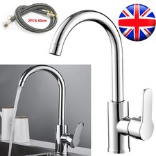 UK Kitchen Sink Mixer Taps Swivel Spout Single Lever Tap Mono Chrome Faucet