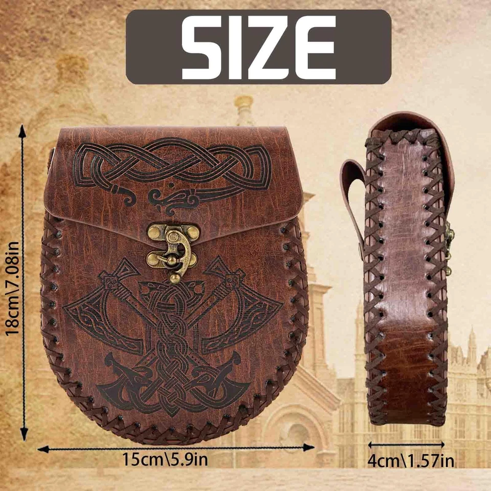 Bourse Porte Monnaie en Faux Cuir Embossé MéDiéVal Medieval Bourse Porte Monn... - Photo 2/4