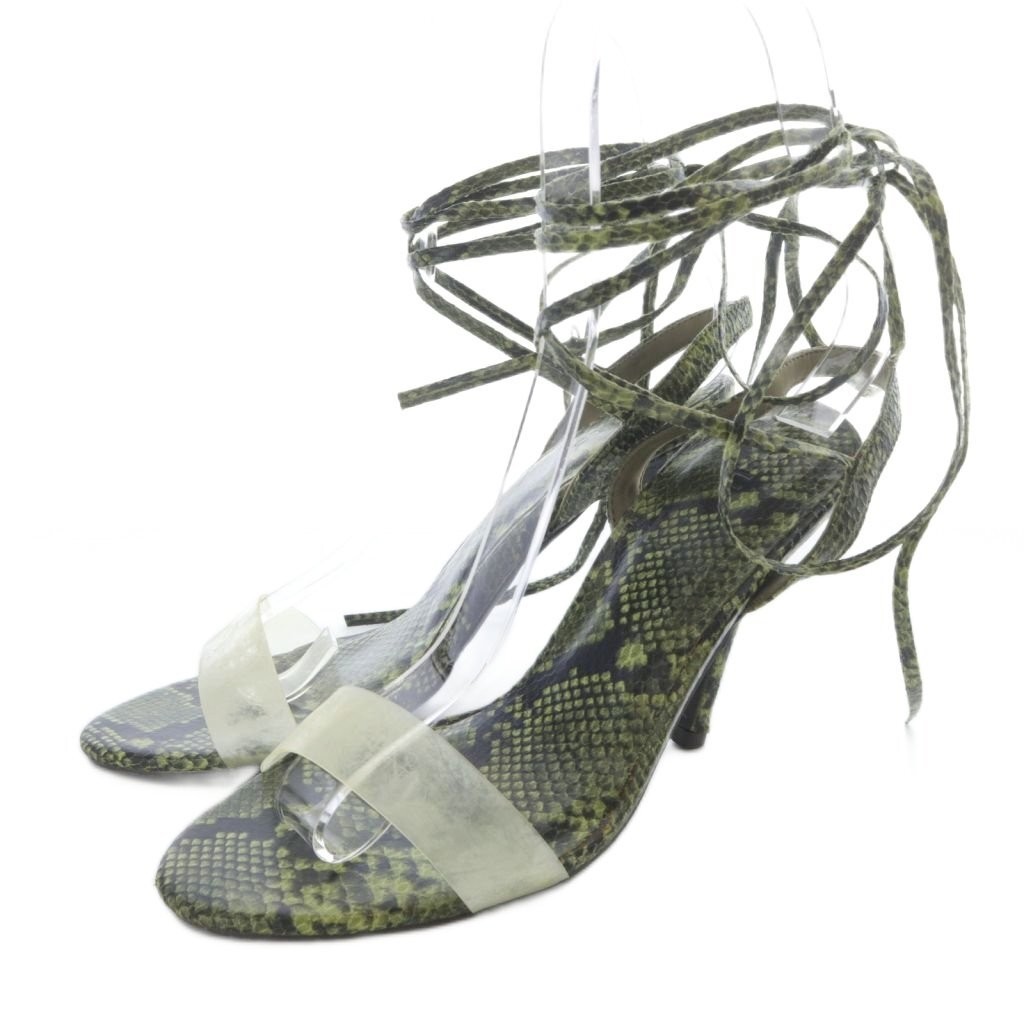 Yellow Yello Python Pattern Sandals Lace Up L 24.… - image 1