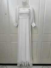 NEW wTag-Lulus Elegant White Long Sleeve Square Neck Maxi Dress Sz S
