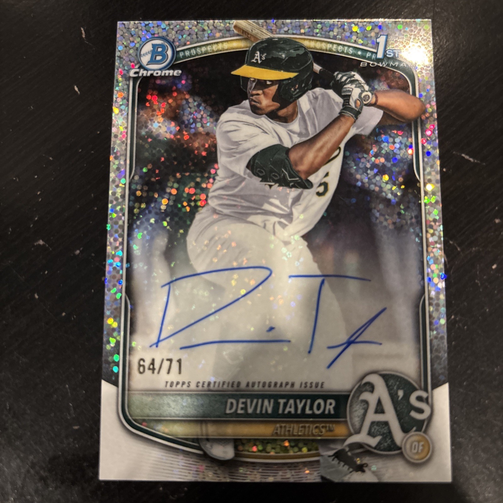 DEVIN TAYLOR 2025 Bowman Draft Chrome Sparkle Refractor Auto 64/71 SSP ATHLETICS
