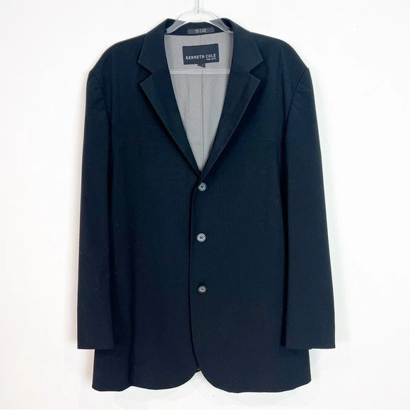 KENNETH COLE NEW YORK BLACK SPORT COAT JACKET 3 BUTTON CLOSURE MENS LARGE