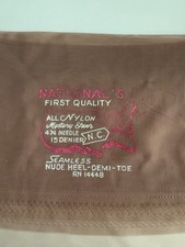 Vintage National Seamless Flat Knit Bare Heel Stockings 33 Inches Long