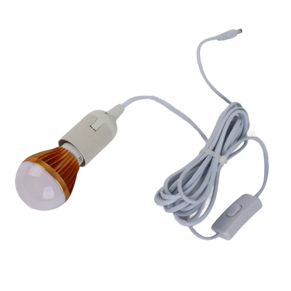 E27 Ball Bulb Spiral LED Solar White Light For Camping Tent 12V 5W With 3meter - Image 4 of 4