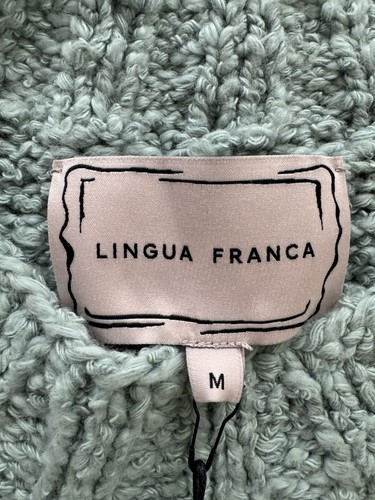 Maglione girocollo Lingua Franca Save the Humans Whales Aqua $620 nuovo con etichette taglia M - Foto 9 di 12