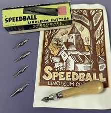 Vintage Speedball Linoleum Cutter No. 1 in Box with Blades & Instructions Print