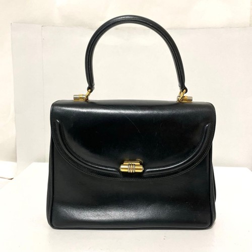 GUCCI Old Leather Handbag Black Used From Japan