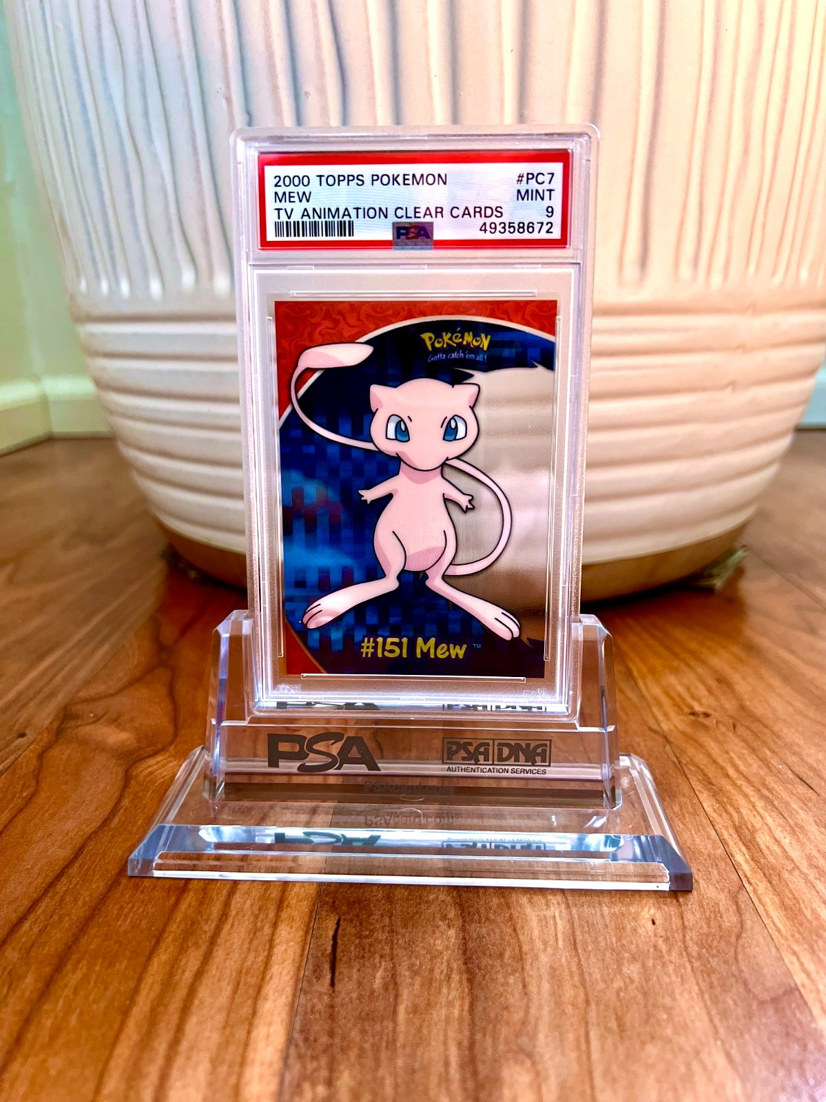 2000 Topps Pokemon TV Animation Clear Card MEW #PC7 - PSA 9 Mint
