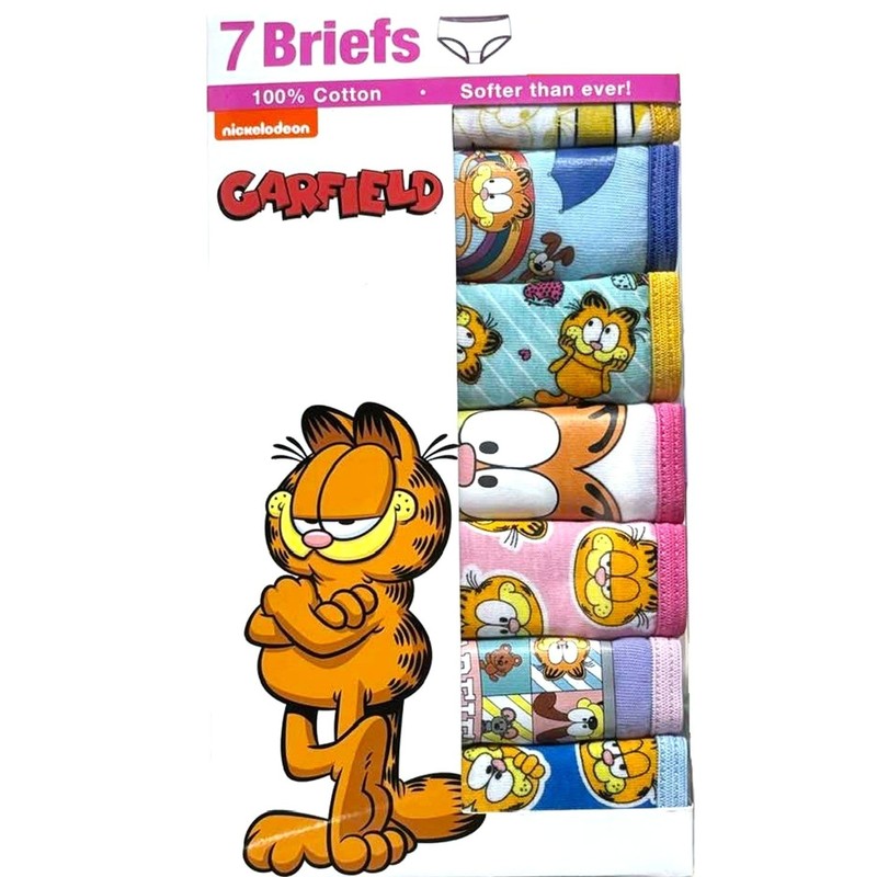 Nickelodeon GARFIELD Girl's size 6 BRIEF PANTIES 7-Pair COTTON ~ New in Package
