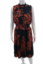 Nanette Nanette Lepore Women's Mock Neck Pleated Mini Dress Floral Blue Size 8