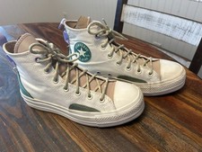 Converse Chuck Taylor Shoes Womens 9 White Green All Star Lift Platform High Top