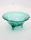 1930s Vintage Jeannette Swirl Ultramarine Candy Dish 6" 3 Footed