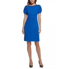 Karl Lagerfeld Paris Blue Puff Sleeve Sheath Dress Women's Size 16