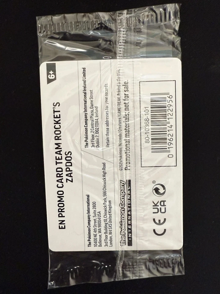 Team Rocket's Zapdos EB GAMES Exclusive SEALED 070/182 Holo Promo Pokemon Card - Image 2 of 3