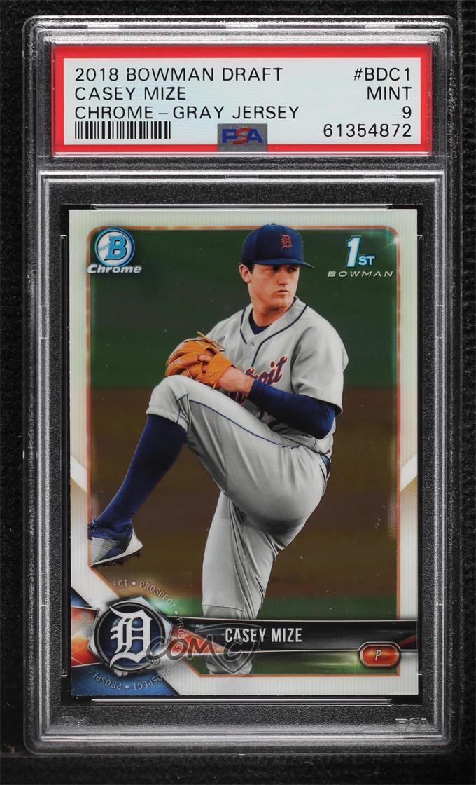 2018 Bowman Draft Chrome Casey Mize (Gray Jersey) #BDC-1 PSA 9 MINT br7