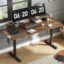 Standing Desk with 2 Adjustable Monitor Shelves, 63 X 24 Inches Electric Stand u