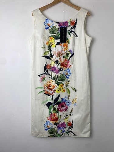 Pomodoro Ivory Floral Botanical Shift Dress Knee Length UK 14 BNWT NEW - Picture 1 of 5