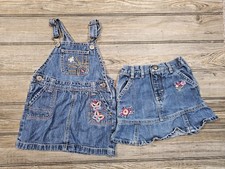 Vintage OshKosh B'gosh Denim Skirt And Skirtall Size 3T Floral Butterfly Y2K 00s