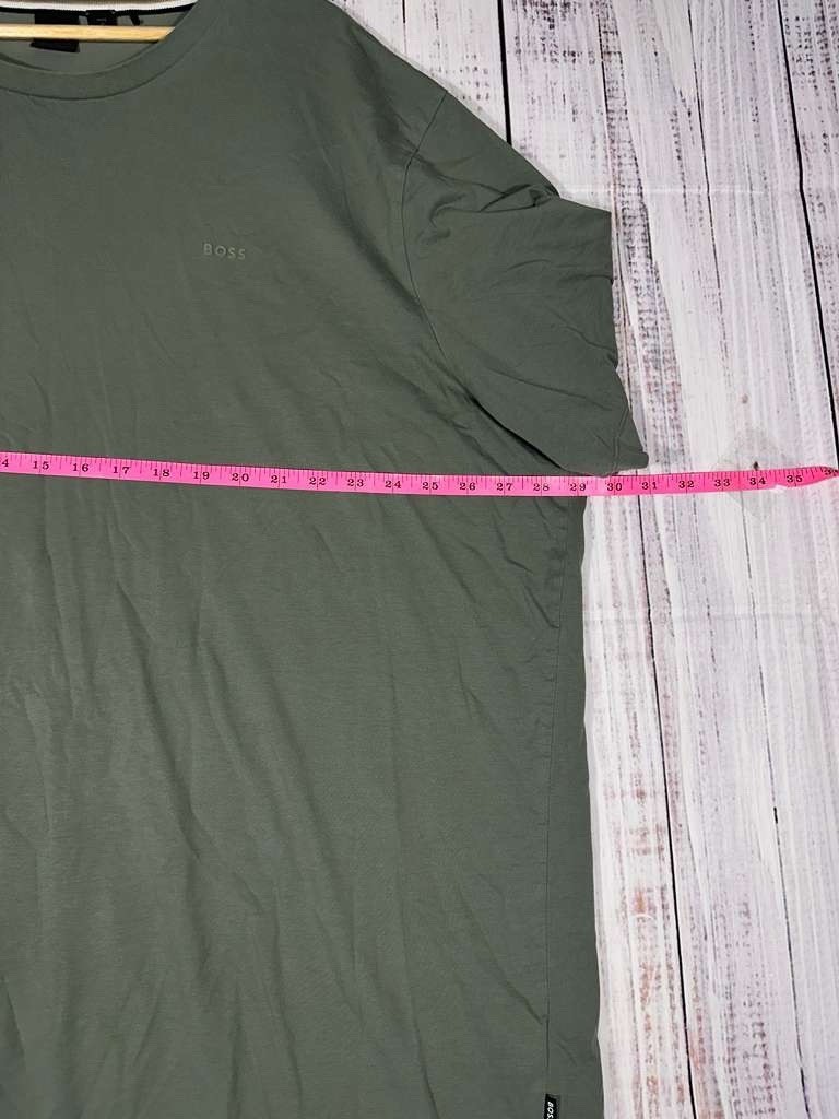 Boss T-Shirt Men Size 4XL Green Solid Tee Casual Minimalist Premium Cotton Top