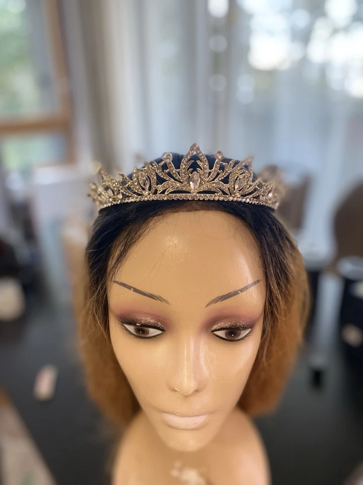 Diadème style couronne de mariée doré et argenté (tiare accessoire cheveux) - Photo 2/2