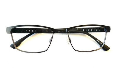 Flexon Eyeglasses Frames LATITUDE E1110 001 Black Silver Rectangle 55-18-145