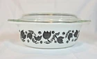 Vintage Pyrex Casserole Dish with Lid Black Tulip Print