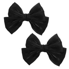 2 PCS Black Organza Double Hair Bows 4 Inch Alligator Clips Party Accessory