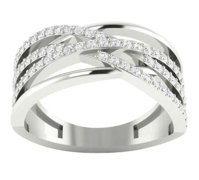 SI1 G 0.60 TCW Genuine Diamond Anniversary Wedding Ring 14K White Gold 8.95mm