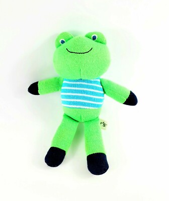 2013 Carters Knit Green Frog Baby Plush Stuffed Animal LOVEY Knitted Crochet 9''