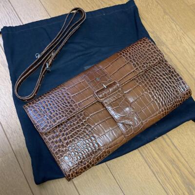 Dories van noten クラッチバッグ Dries Van Noten Clutch Bag Crocodile Embossed Brown Original