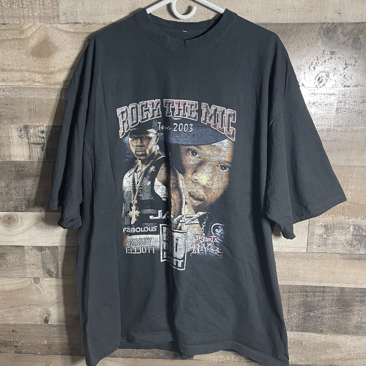 Vintage 50 CENT JAY Z ROCK THE MIC TOUR 2003 vintage t shirt RAP TEE Hip hop XXL