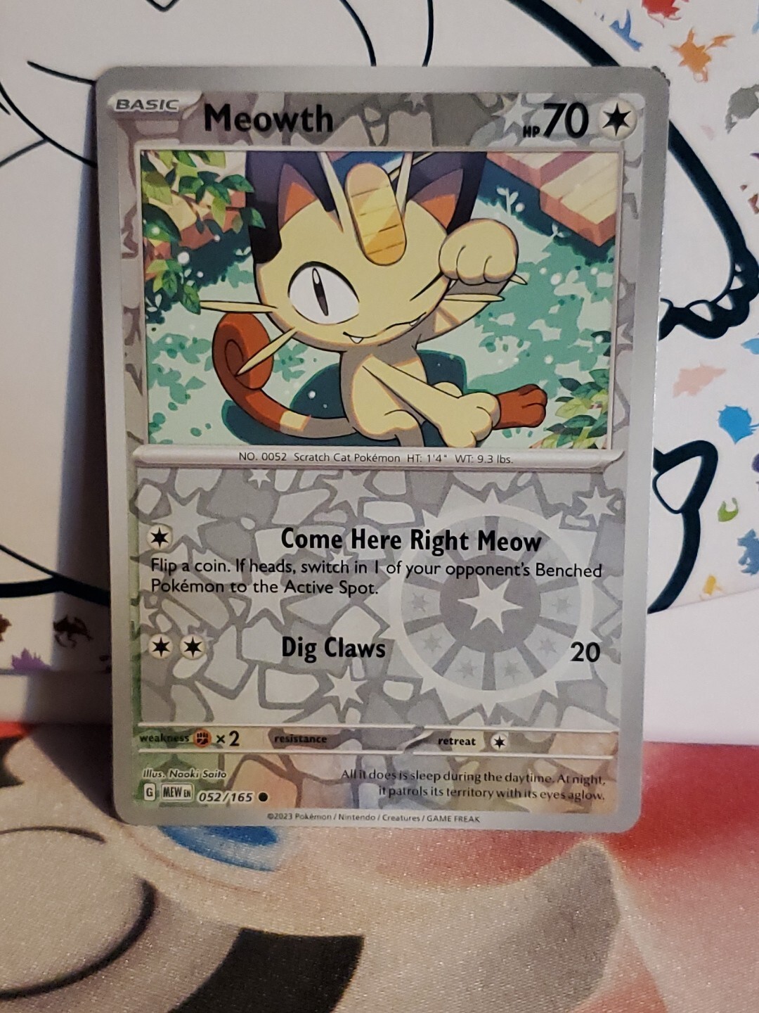 Meowth 052/165 Reverse Holo Scarlet & Violet 151 Pokémon Card Common NM-Mint