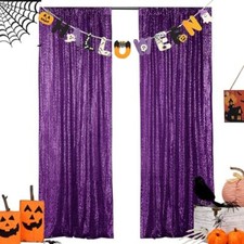 Purple Sequin Backdrop Curtain 2PCS 2FTx8FT Glitter Backdrop Curtain for Part...