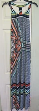 Nell Couture Stretch Knit Geometric Print Racerback Maxi Dress Size XS