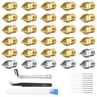 30 Stk 3D Drucker DüSe Set, MK8 Extruder DüSe 0,2Mm 0,4Mm 0,6Mm Messing Nozzle S