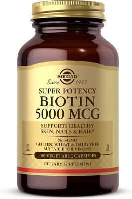 Solgar, Biotin, 5000 mcg, 100 Vegetable Capsules