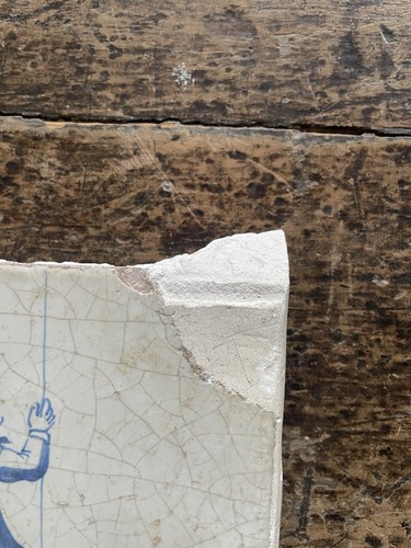 Delft 17th c Blue & White Tile of a Pikeman,circa 1660 - Picture 6 of 8