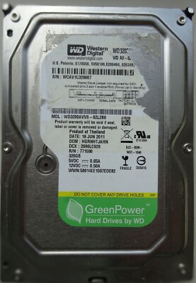 Festplatte WD Green Power 320GB SATA intern, nur 94 Stunden eingeschaltet