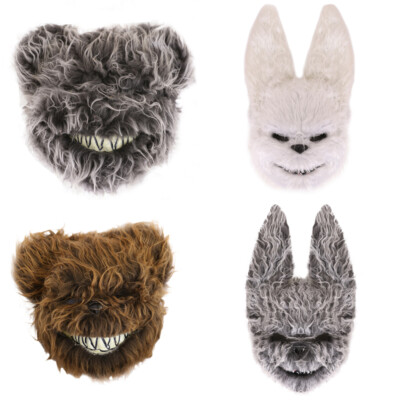 HALLOWEEN MASKEN GRUSEL BÄR HASE HORROR PELZIG ERWACHSENE UNISEX KOSTÜM PAKET 